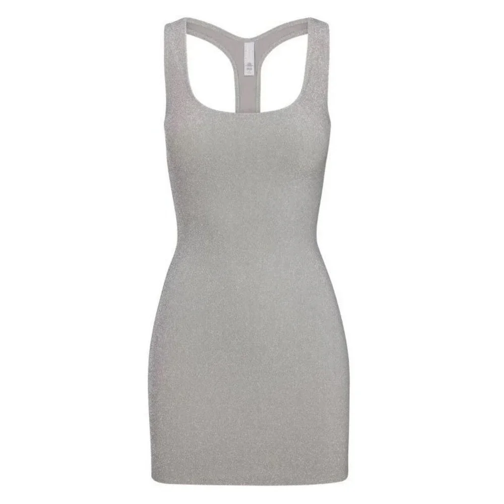 Skims  Glitter‎ Swim Metallic Dress SW-DRS-0111 Nickel 4X
